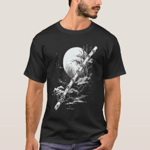 Camiseta Shakuhachi Japonês Bamboo Flute Art Grap Japonês