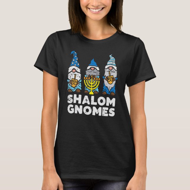 Camiseta Shalom Gnomos Feliz Chanukah Hanukkah Gnomo Judeu (Frente)