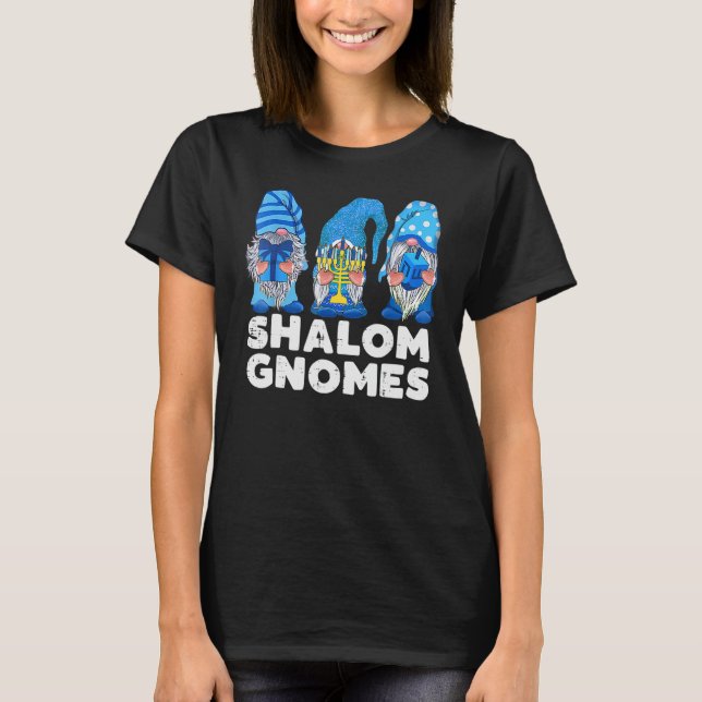 Camiseta Shalom Gnomos Judeu Hanukkah Pajamas Chanukah PJs  (Frente)