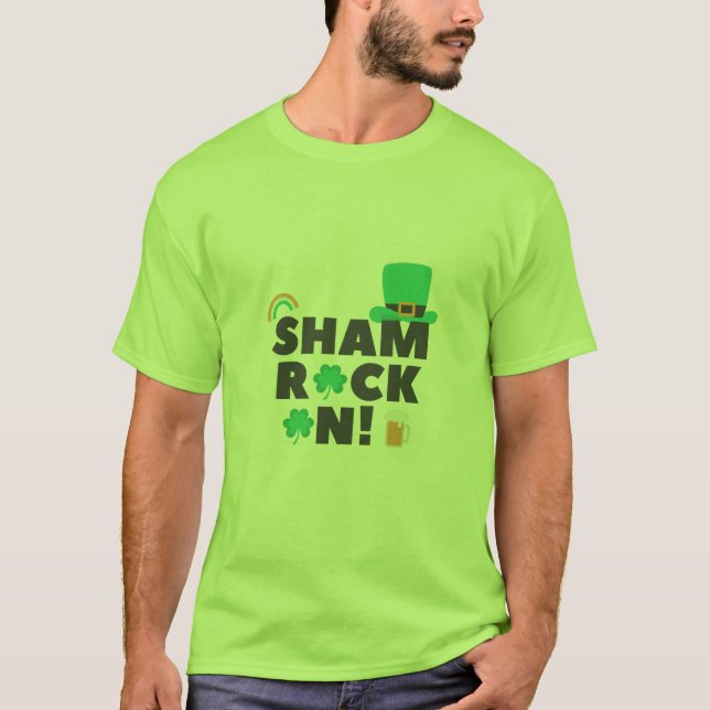 CAMISETA "SHAM ROCK N! "T-SHIRT DOS HOMENS (Frente)