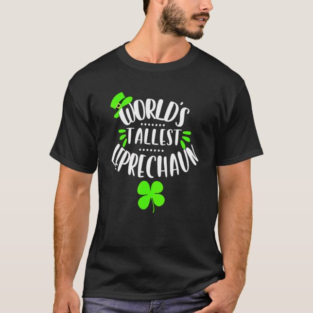 Camiseta Shamr de Dia de São Patrício Leprechaun mais alto  (Frente)