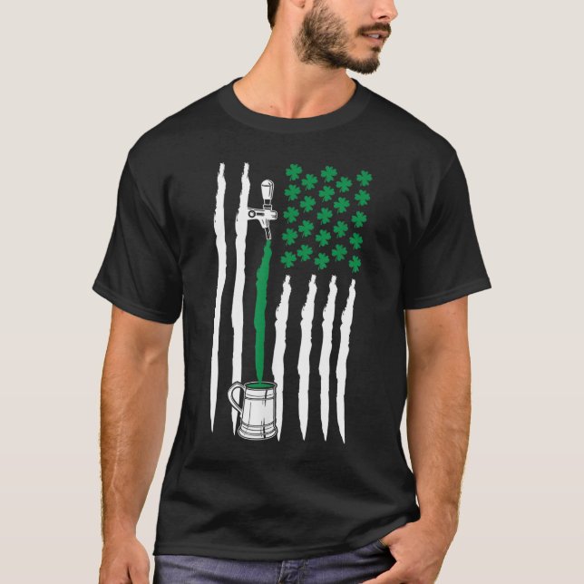 Camiseta Shamrock and Beer, Dia de São Patrício Americano (Frente)