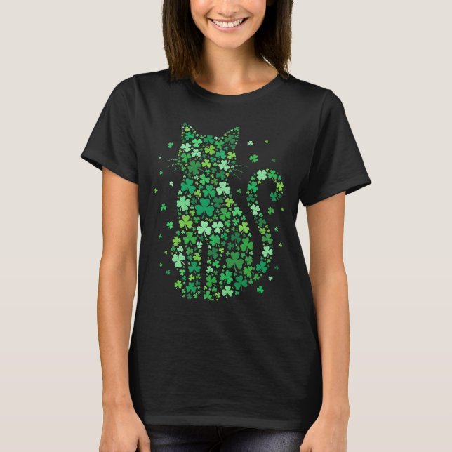 Camiseta Shamrock Cat St Patricks Day Funny Irish Cats (Frente)