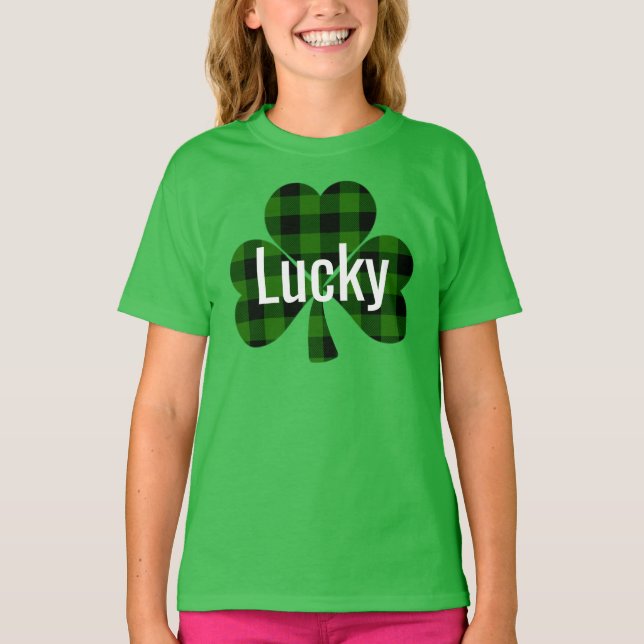 Camiseta Shamrock clássico verde xadrez preta (Frente)