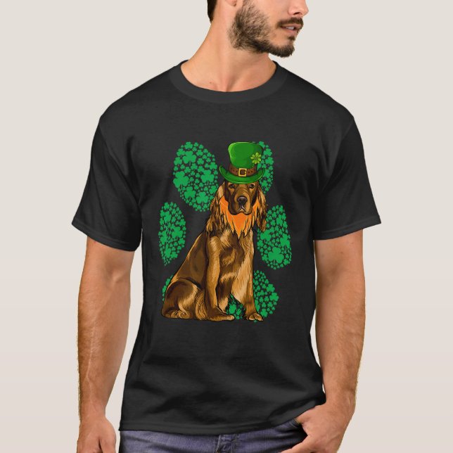Camiseta Shamrock de Dia de São Patrício Paniel de Cocker (Frente)