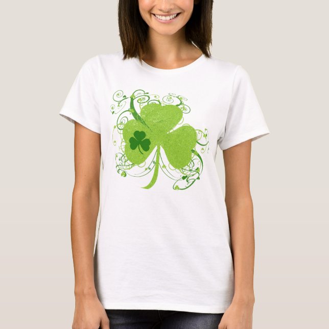 Camiseta Shamrock de Dia de São Patrício rico (Frente)