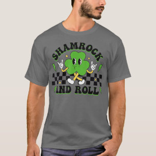 Camiseta Shamrock Engraçado E Roll Happy Dia de São Patríci