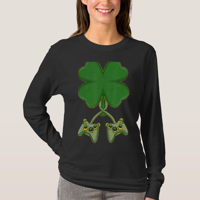 Camiseta Shamrock Gamer Video Game Controller St Patricicks (Frente)