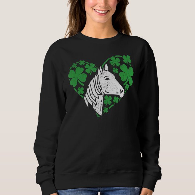 Camiseta Shamrock Heart Horse Clover St Patricks Day Irish  (Frente)