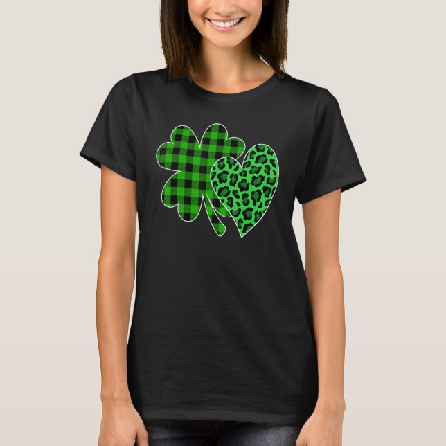 Camiseta Shamrock Heart Leopard Buffalo St Patricks Day Men (Frente)