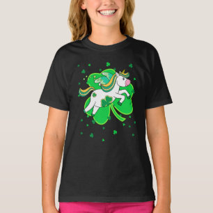 Camiseta Shamrock irlandês Dia de São Patrício do Unicórnio