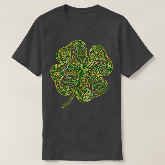 Camiseta Shamrock Irlandês Fourleaf Lucky Clover 3 (Frente do Design)