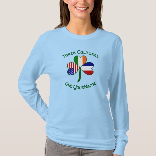 Camiseta Shamrock irlandês francês personalizado (Frente)