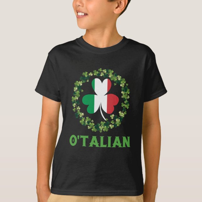 Camiseta Shamrock italiano do Dia de São Patrício Irlandês  (Frente)