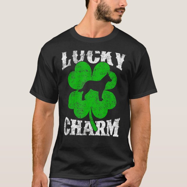 Camiseta Shamrock Leaf Lucky Charm Blue Heeler Dog St Patri (Frente)