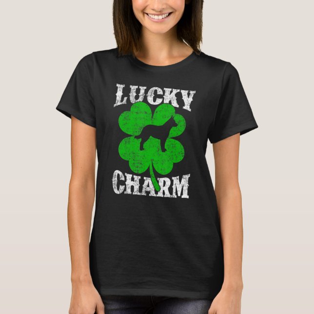 Camiseta Shamrock Leaf Lucky Charm Blue Heeler Rua de Cacho (Frente)