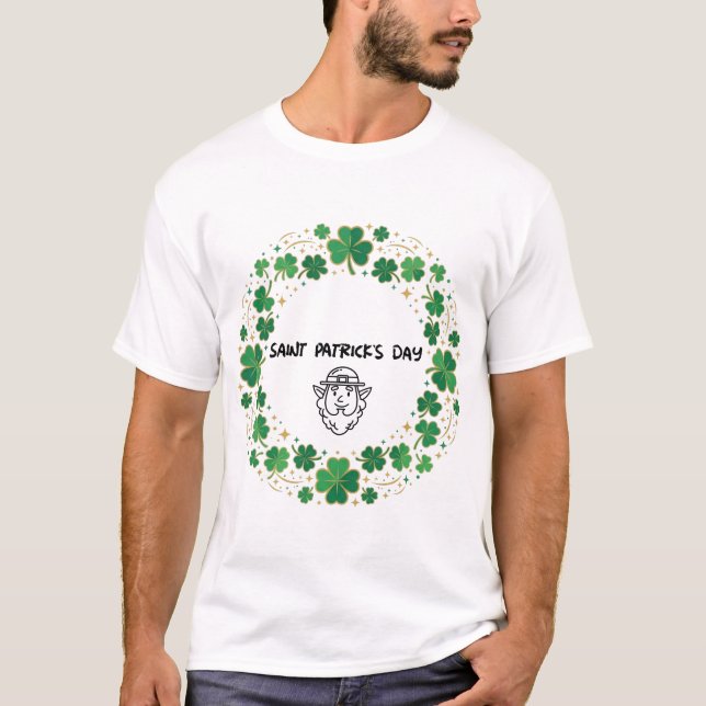 Camiseta Shamrock Lucky Frame St. Patrick’s Day Design (Frente)