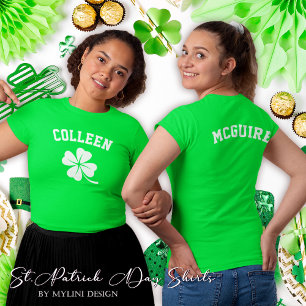Camiseta Shamrock Name Front and BacK Dia de São Patrício