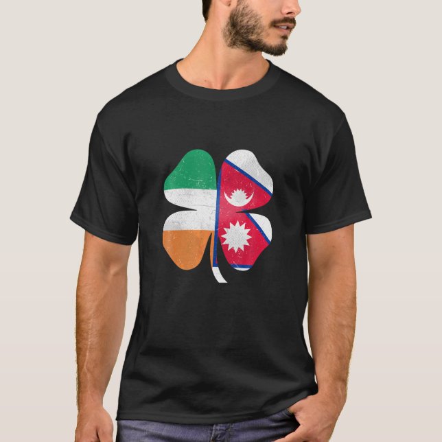 Camiseta Shamrock nepalês, Nepal, Irlanda, Rua de Patrick (Frente)