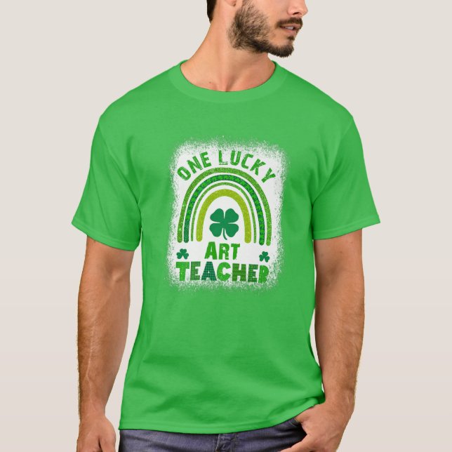 Camiseta Shamrock One Lucky Teacher Dia de São Patrício fem (Frente)