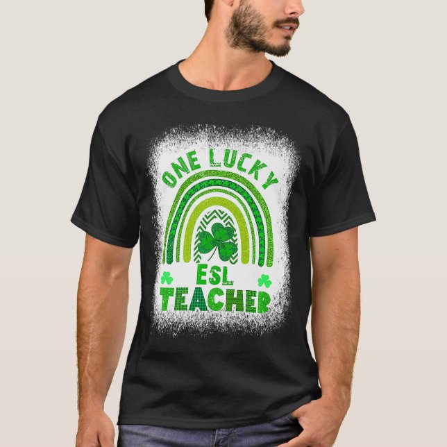 Camiseta Shamrock One Lucky Teacher Dia de São Patrício fem (Frente)