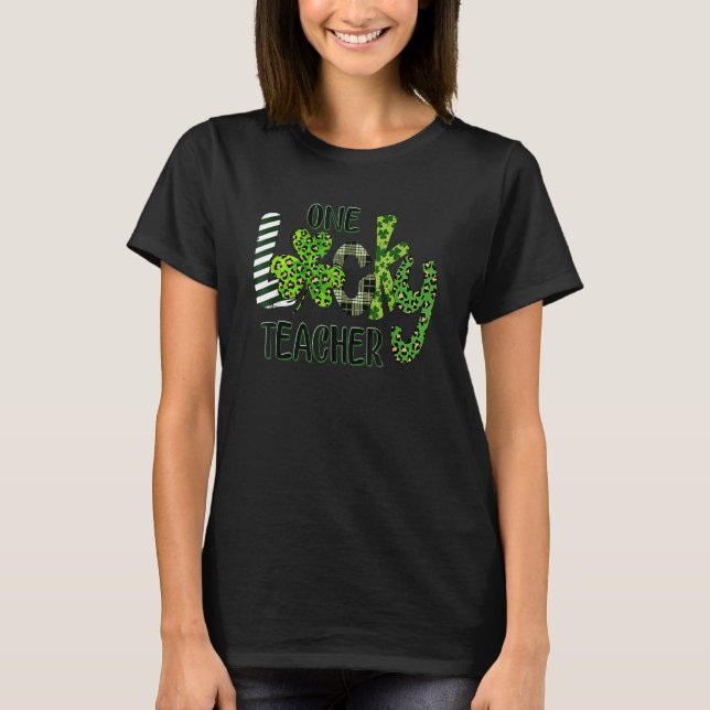 Camiseta Shamrock One Lucky Teacher St Patrick's Day School (Frente)