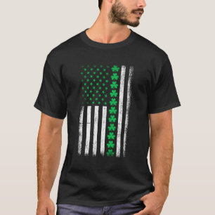 Camiseta Shamrock Patriotic American Flag Irish St Patricks