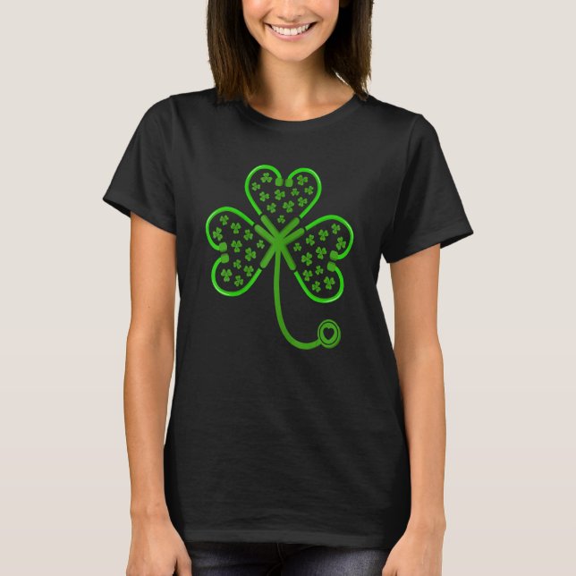 Camiseta Shamrock Stethoscope Nurse Lucky St Patricks Day N (Frente)