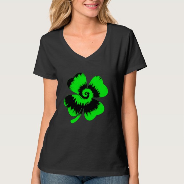 Camiseta Shamrock Tie Dye St Patricks Day Women Girls Kids  (Frente)