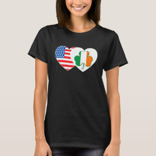 Camiseta Shamrock USA Flag Twin Heart para irlandeses P