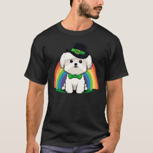 Camiseta Shamrock verde de cão maltês no Malt de Dia de São