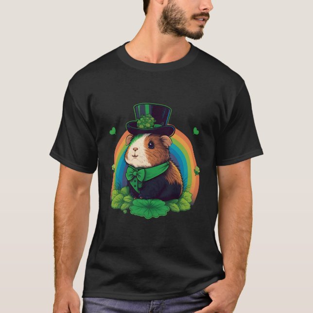 Camiseta Shamrock Verde Para Suínos Na Guiné Dia de São Pat (Frente)