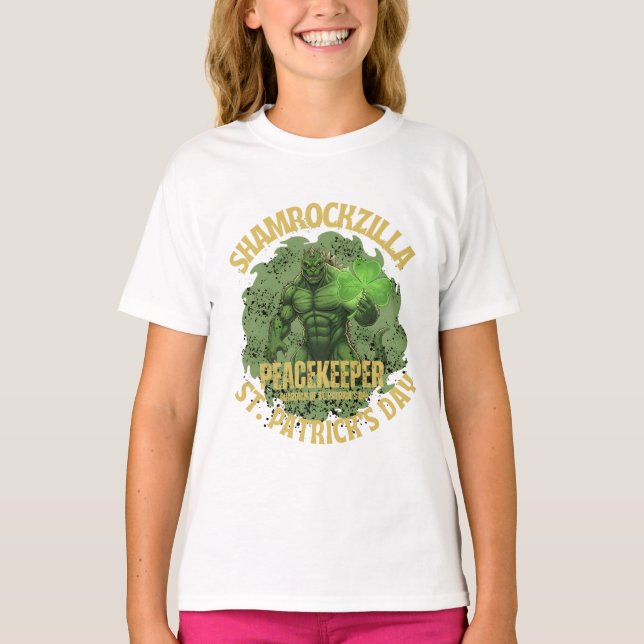 Camiseta Shamrockzilla Pacificador: Dia de São Patrício Kai (Frente)