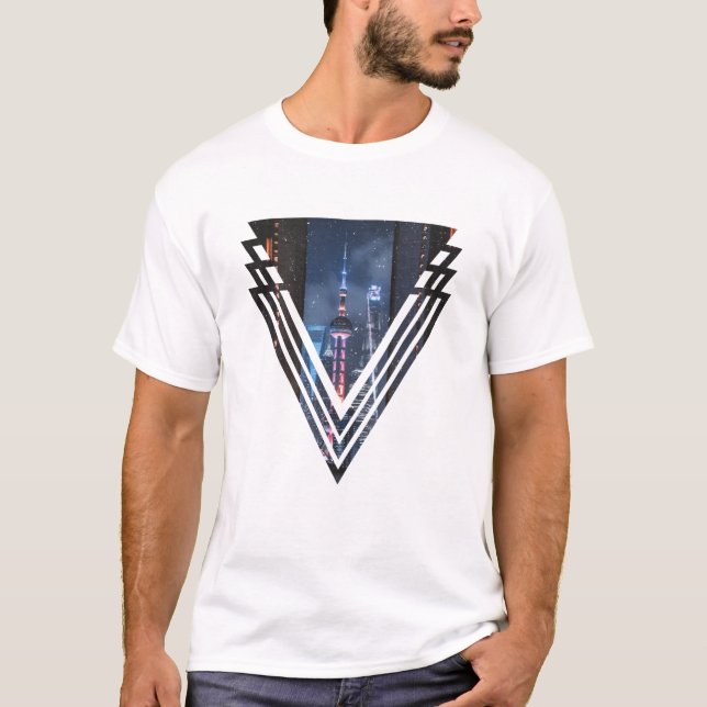 Camiseta Shang Hai Tower à noite - Design simples (Frente)