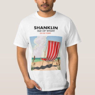 Camiseta Shanklin Beach, ilha de poster de viagens de peso.