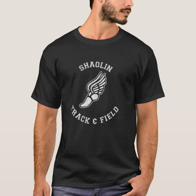 Camiseta Shaolin Atletismo Angustiado Clássico Retro dos An (Frente)