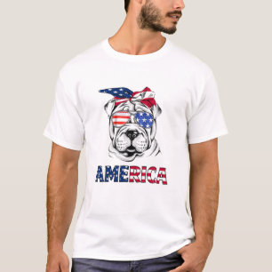 Camiseta Shar Pei American Flag Shar Pei Mãe Shar Pei 4To