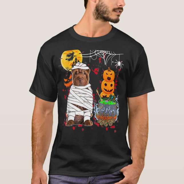 Camiseta Shar Pei Cachorro de Halloween (Frente)