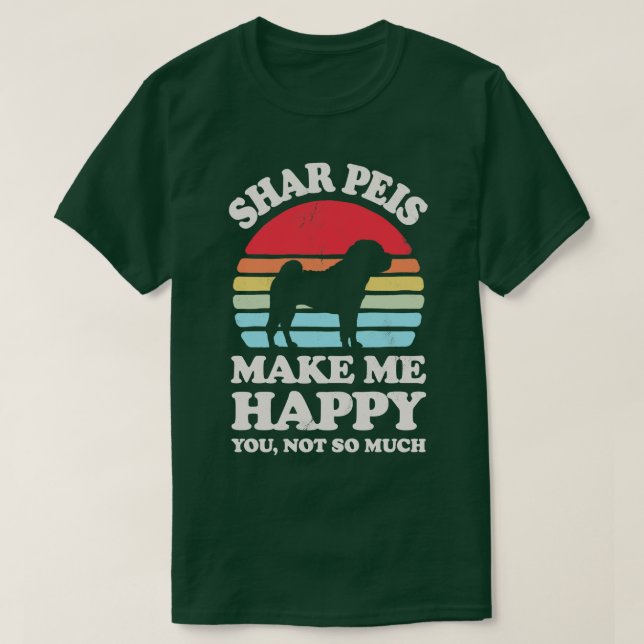 Camiseta Shar Peis Me Faz Feliz Retrô Sunset Para Homens Mu (Frente do Design)