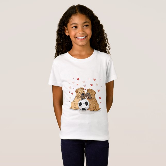 Camiseta Shar Peis with soccer ball for Valentine's Day (Frente Completa)