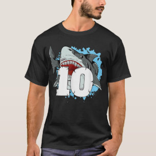 Camiseta Shark 10th Birthday Boy 10 Dez Shark Theme Party