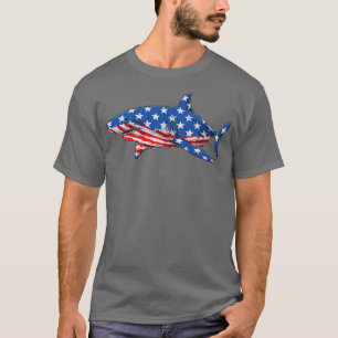 Camiseta Shark 4 De Julho Patriótico Americano Fundido USAT