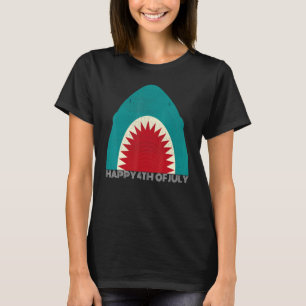 Camiseta Shark American Flag 4 De Julho Patriótico Jawsome