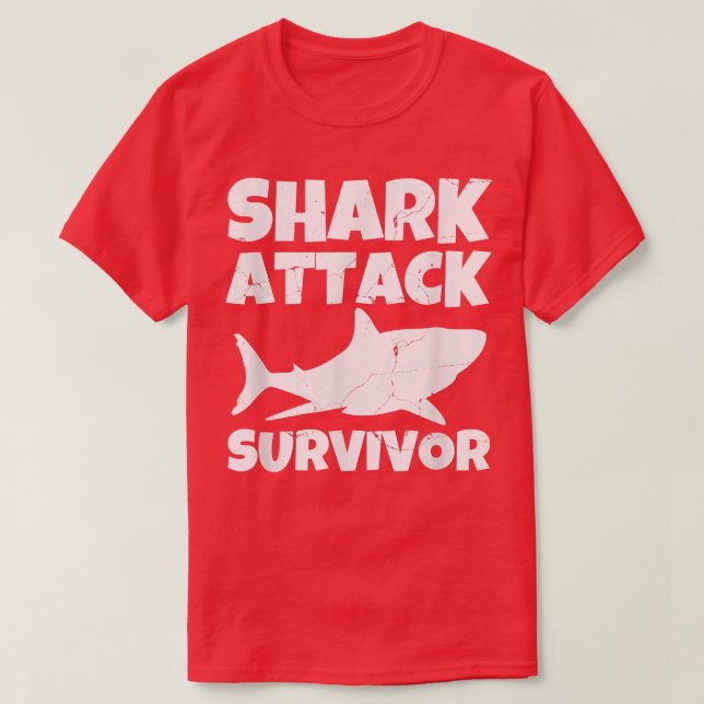 Camiseta Shark Attack Survivor Grunge  (Frente do Design)