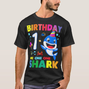 Camiseta Shark Birthday 1 Anos primeiro aniversario Boy Mat