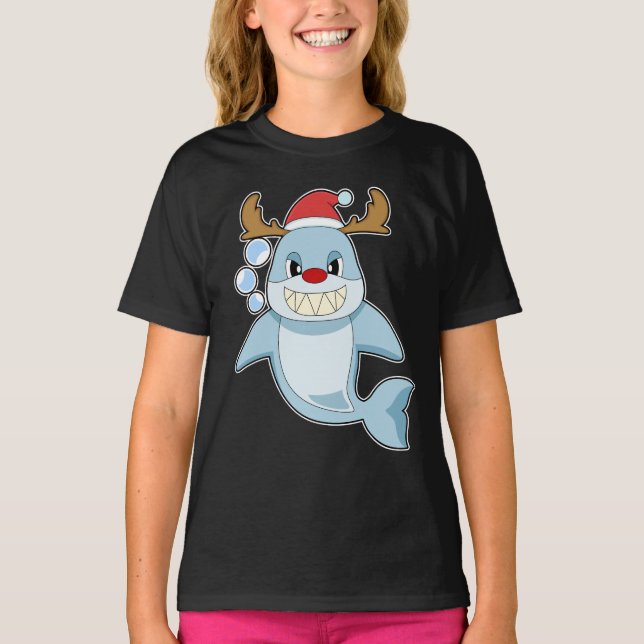 Camiseta Shark Christmas Reindeer (Frente)