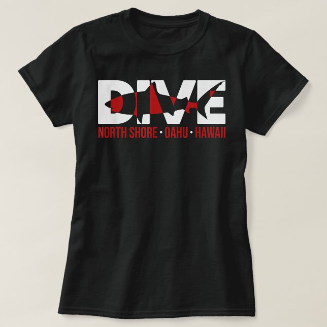 Camiseta SHARK DIVE Hawaii North Shore Oahu DIVING (Frente do Design)