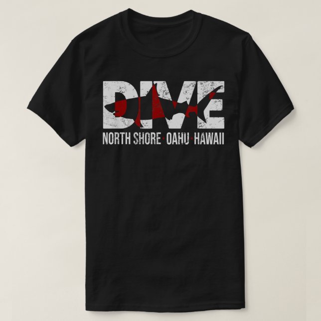 Camiseta SHARK DIVE Hawaii North Shore SCUBA DIVULGANDO (Frente do Design)