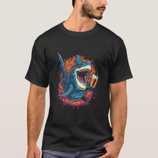 Camiseta Shark Drinking Beer Sea Ocean Animal Shark