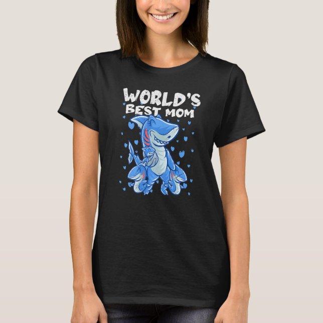 Camiseta Shark Mom Worlds Best Mom Mama Family Sharks Mothe (Frente)